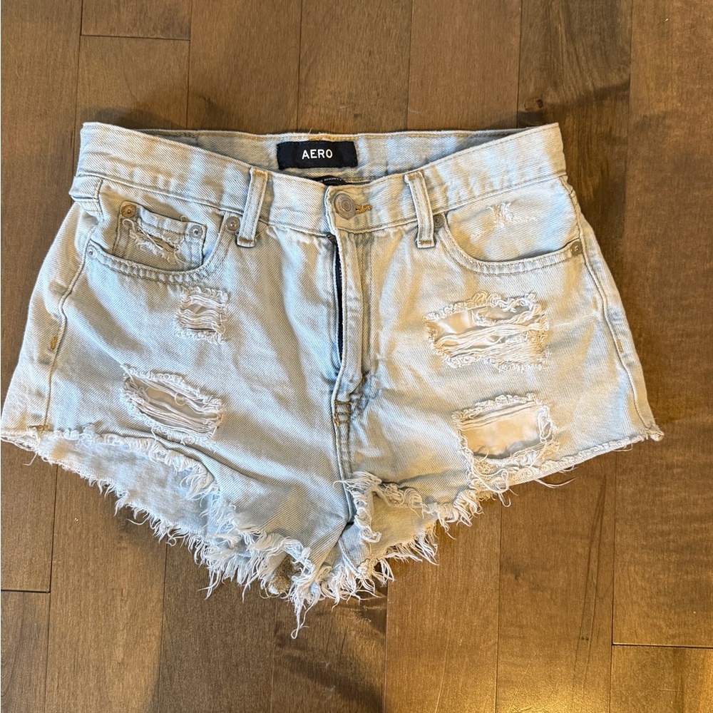 Aeropostale Light Wash Distressed Jean Shorts